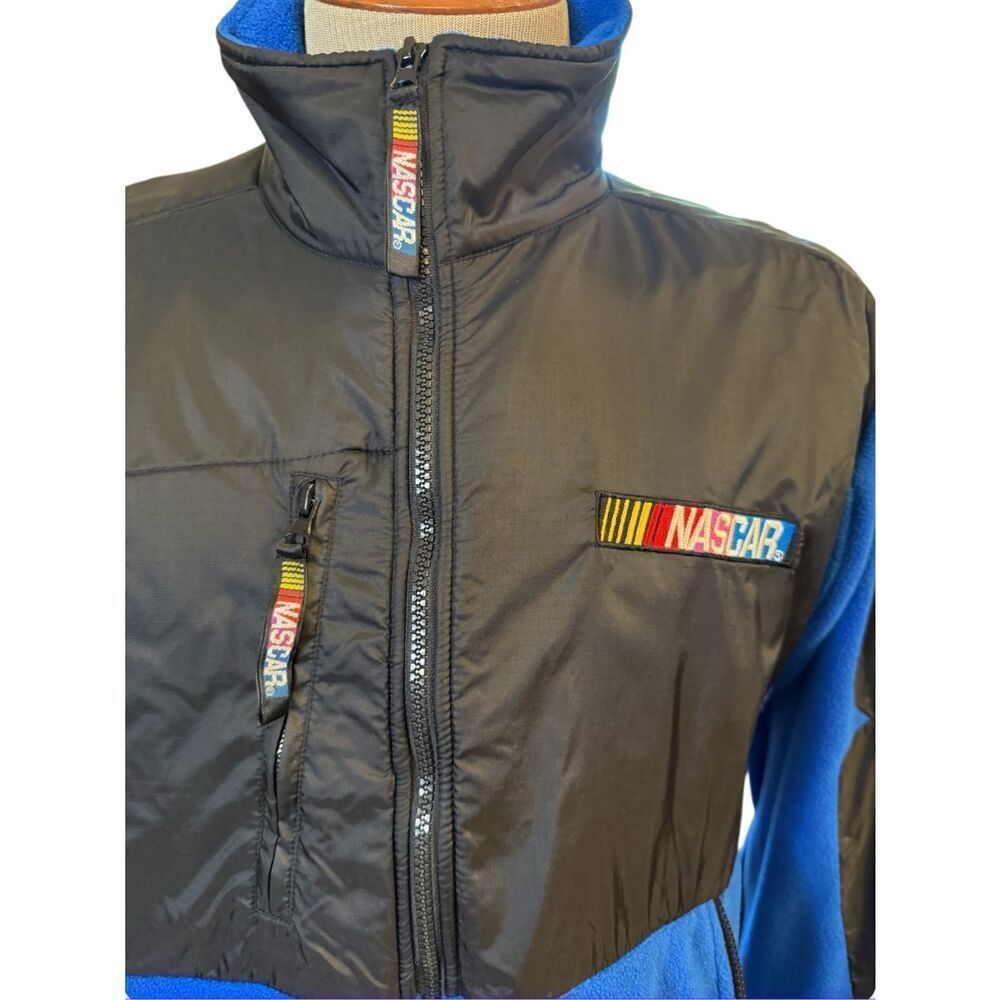 NASCAR Fleece Jacket By Essex Vintage Size M Blue/Black Full Zip Racing - Picture 6 of 8